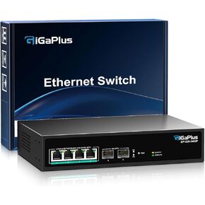 6 Port 2.5Gb Unmanaged PoE Switch with 4*2.5G Base-T PoE Ports, 2*10G SFP+ Uplink, 802.3af/at (PoE+), 60Gbps Switching Capacity, GigaPlus 2.5G PoE Switch for 2.5Gb NAS/PC, WiFi6 Router, Wireless AP
