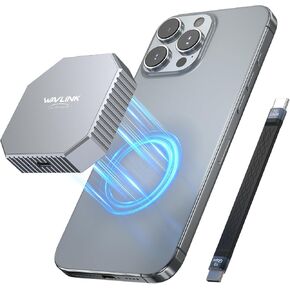WAVLINK Magnetic M.2 2230 NVMe/SATA SSD Enclosure, 10Gbps Aluminum USB C to M.2 2230 SSD Case for iPhone 16/15 Pro Max ProRes, Supports M/B+M Key NVMe SSD & B+M Key SATA SSD(SSD Not Include)