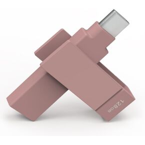 Apple MFi Certified Morandi Pink iXflash 128GB Backup Flash Drive | 2-in-1 USB for iPhone, iPad, Computer | USB Type A & Type C | iPhone USB Storage External Hard Drive