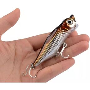 3 Pcs Lifelike Topwater Popper Fishing Lures and Baits,Crankbait Jerkbait Plug Lure and Hard Swimbaits for Trout Bass Salmon in Saltwater and Freshwater