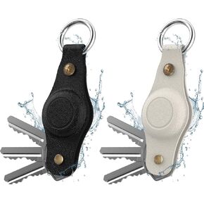 2 Pack Waterproof Key Organizer Keychain for Airtag Holder, Compact Silicone Smart Key Holder Case Compatible with Apple Airtag - Includes Key Ring Accessories to Attach Car Key Fob (Black,White)