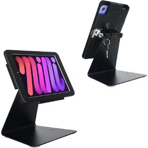 Desktop Anti-Theft Security Kiosk Stand Holder Enclosure for iPad Mini 6th & 7th Gen.8.3-Inch,with Lock and Key,Flip &360°Rotating Horizontal or Vertical Design(Black)