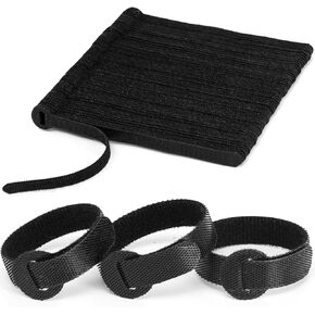 Reusable Cable Ties, 6-Inch Fastening Cable Straps Cable Management, Multi-Purpose Hook & Loop Cord Organizer Wire Ties, Adjustable Cable Organizer Cord Ties, Microfiber Cloth Straps, Black