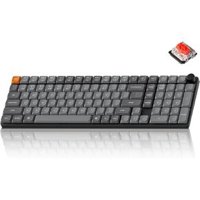 Keychron K17 Max QMK/Launcher Ultra-Slim Wireless/Type-C Wired Mechanical Keyboard with RGB Backlit, Low-Profile Gateron Mechanical Red Switch Compatible with Mac Windows Linux