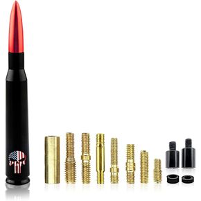 TimNas 1 PC Car Truck Bullet Antenna, Skull American Flag Pattern Antenna for GM Chevy Silverado 1500 2500 3500 HD Avalanche GMC Sierra 1500 2500 3500 Denali Heavy Duty Vehicle Accessories (Red)