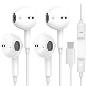 2 Pack Earbuds/Headphones/Earphones Wired in Ear USB C HiFi Stereo Built-in Microphone & Volume Control for iPhone 16/16 Pro Max/16 Pro/16 Plus/15 Pro Max/15 Pro/15/Samsung Galaxy