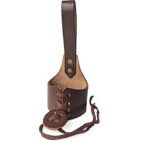 Premium Leather Drinking Horn Belt Holster - Adjustable Horn Frog
