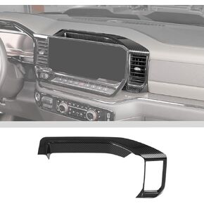 JWWY Navigation Dashboard Fascia Control GPS System Panel Ornament Instrument Cover Trim Fit for 2022-2024+Chevy Silverado GMC Sierra Interior Accessories 2PCS Carbon Fiber