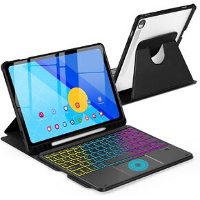 Touchpad Keyboard Case for Samsung Galaxy Tab S9 FE 5G 10.9 inch 2023, 360 Degree Rotation Cover with Wireless Backlight Type-C Charging Keyboard for Galaxy tab S9 11.0 Tablet (Black)