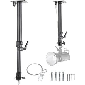 Photography Studio Ceiling Camera Mount 360° Rotation Wall Ceiling Light Mount Boom Arm Up to 28.3inch for Photo Video Monolights, Umbrellas, Reflectors, Overhead with 3/8" &1/4" Thread Adapter