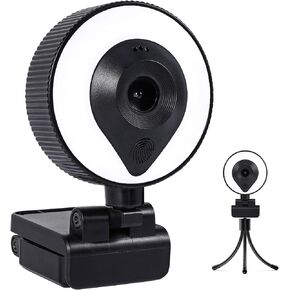 1080p Webcam AutoFocus 2K Adjustable Brightness Web Camera with Stereo Microphone and Tripod for Live Streaming Distance Education Video Conferencing Webcast As