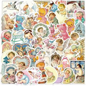 Retro Aesthetic Stickers Retro Baby Stickers Vintage Baby Stickers Waterproof Scrapbook Aesthetic Sticker, Daily Planner, Water Bottles, Handbook Stickers Teens Adults, Scrapbooking