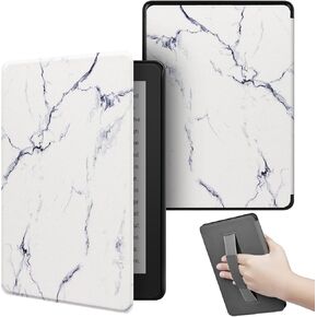 Slim Case for Kindle Paperwhite 11th Gen 2021 & Signature Edition(6.8") - Lightweight, Auto Sleep/Wake Hand-Strap, Not Compatible with Other E-Book Reader, White Marble