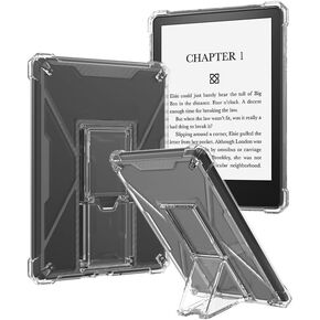 Clear Kickstand Case for Kindle Paperwhite 12th Gen 2024 (7") & for Kindle Colorsoft Signature Edition (7"), Soft Anti-Slip Transparent Shockproof TPU Cover with Enhanced Corners