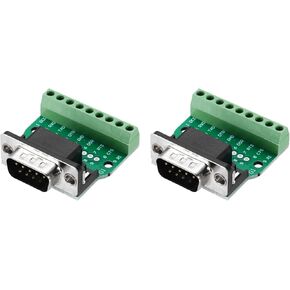 MECCANIXITY VGA Connector VGA9 Male Socket 9-pin 2-Row Male Solderless Serial Port Terminal Breakout for Mechanical Equipment CNC Computers 2 Pack