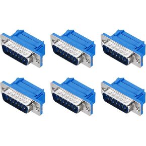 MECCANIXITY D-sub Connector DB15 IDC Crimp Connector Male Female Socket 15-pin 2-Row Male Female Serial Port Terminal Breakout for Mechanical Equipment CNC Computers Pack of 6