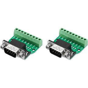 MECCANIXITY VGA Connector VGA9 Male Socket 9-pin 2-Row Male Solderless Serial Port Terminal Breakout for Mechanical Equipment CNC Computers Pack of 2 with Thumb Screws