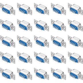 MECCANIXITY VGA Connector VGA9 Female Socket 9-pin 2-Row Female Serial Port Terminal Breakout for Mechanical Equipment CNC Computers Pack of 25