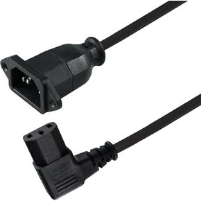 with Screw Holes C14 to Right Angle C13,IEC C14 Male to C13 Female Kettle Lead PDU Style Computer Power Extension Cable 18AWG (2FT)