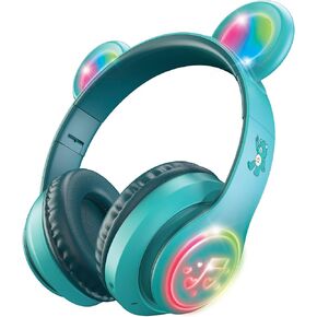 Care Bears Wireless LED Headphones with Light-Up Ears, Bluetooth Headphones for Kids, Adjustable Headband, Multicolor Lights, Hands-Free Calls & Audio, 8-Hour Battery Life
