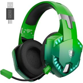 YOTMS PS5 Gaming Headset for PS4, PC, Switch, Gaming Over Ear Headphones with Detachable Noise Cancelling Mic, Bluetooth 5.3 Music Headphones only for Phone, Laptop, Tablet (White)