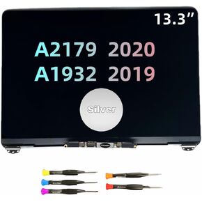 Replacement Screen for MacBook Air Retina 13" 2020 A2179 A1932 2019 Year EMC 3184 EMC 3302 MWTJ2 MWTK2 MWTL2 MVH22 LCD Display Screen Complete Assembly 2560x1600 Space Gray Silver Gold (Silver)