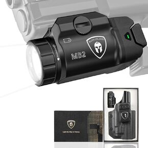 WARRIORLAND MB2 Pistol Light and Kydex Holster, Fit for S&W M&P 9 M2.0/M1.0 Compact 4.0'' Barrel, 500-Lumen Universal Rail Mounted Tactical Weapon Light with White LED Flashlight, Power Indicator