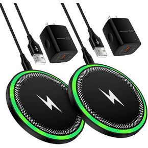 15W Wireless Charger Samsung Fast Charging Pad Station with QC Adapter for Samsung Galaxy S25/S25 Ultra/S24/S24 Plus/S23/S22/S21/S20/Z Flip 6/5,Pixel 9 Pro 9 8a 8 Pro 8 7a 7 6 Pro,iPhone 16/15 Pro Max