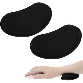 2 Pack Wrist Rest for Mouse, Ergonomic Computer Mouse Wrist Rest Memory Foam Wrist Cushion Support Pad with Non-Slip Base for Typing Pain Relief, Gaming, Office, Computer, Laptop, Black