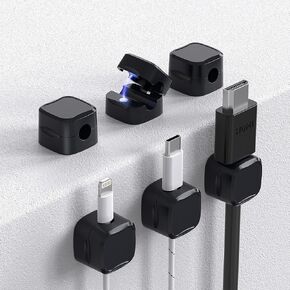 6 Pack Magnetic Cable Clips Cord Holder, Under Desk Cable Management, AORUICN Adhesive Wire Holder Keeper Organizer for Home Office Desk Phone Car Wall Desktop Nightstand