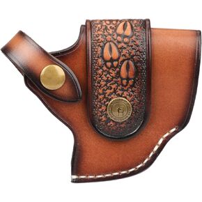 TOURBON Leather Gun Holster Belt Carry Gun Holder Cross Draw Pistol Holster for 2.5 to 3.5-inch Barrel Ruger LCP