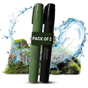 Water Straws to Purify Water,Essential Camping & Hiking Gear,Water Purification Straw for Travel,Biking and Emergency Preparedness(2 Pack,Green+Black)