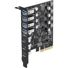 PCIe USB 3.2/3.1 Gen 2 Card 7 Ports (3X Type USB C - 4 USB A) Expansion Card 10Gbps USB C PCIe Card PC Internal USB hub