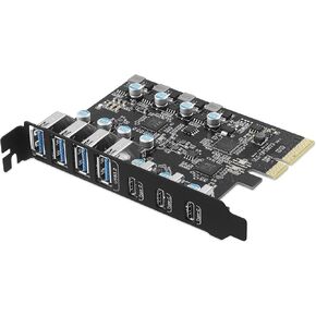 PCIe USB 3.2/3.1 Gen 2 Card 7 Ports (3X Type USB C - 4 USB A) Expansion Card 10Gbps USB C PCIe Card PC Internal USB hub
