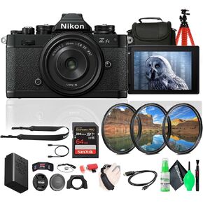 Nikon Z fc DX-Format Mirrorless Camera with NIKKOR Z 28mm f/2.8 (SE) Lens (1673B) + 64GB Memory Card + Camera Bag + Flexible Tripod + Cleaning Kit + HDMI/Micro Cable + Hand Strap + More
