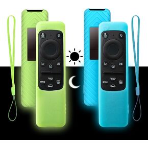 2 Pack for Samsung Smart Remote 2024 2023 TM2360F / TM2361F / TM2360E / TM2361E BN59-01436A BN59-01432A BN59-01432J, Light Weight Anti Slip Shockproof Silicone Cover (Glow Green + Glow Blue)