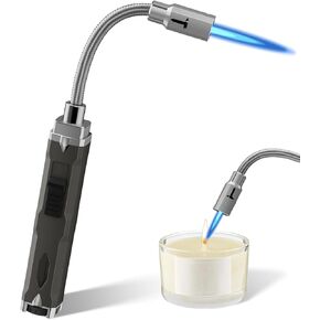 TONYFUL Butane Lighter Long Neck Torch Lighter, Jet Flame Windproof Lighter with Visual Fuel Window, Refillable Lighters for Candle, Camping, Fireplace, BBQ(Fuel Not Included)