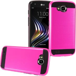 Z-GEN - for LG X Venture M701/H700, LG X Calibur - Brushed Style Hybrid Hard Case - Black/HotPink