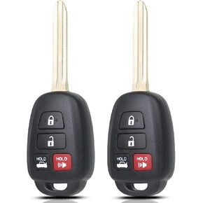 Key Fob Replacement fits for 2014-2017 Toyota Camry / 2014-2019 Corolla / 2016-2018 Tacoma Car Keyless Entry Remote Control Key with H Chip, HYQ12BDM HYQ12BEL, 4 Buttons (Set of 2)