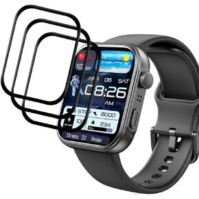 [3 Pack] Screen Protector Compatible with TOZO S6 Smartwatch, Full Coverage 3D Curved Edge Frame Case Friendly Anti Scratch HD Clear Film for TOZO S6 1.85" Smart watch