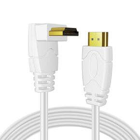 TNP 4K HDMI Cable Right Angle 270 Degree (6FT) - White High Speed 18GBPs HDMI Wire Cord 4K 60Hz HDR 2K 2160p 1080p 1440p 3D ARC/eARC Ethernet for Video Gaming Xbox One X PS 4 Pro & Apple TV HDTV