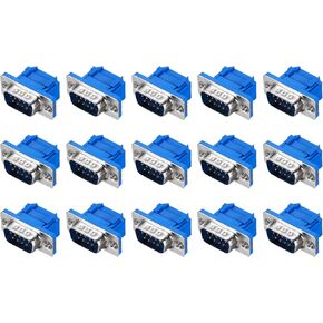 MECCANIXITY D-sub Connector DB9 IDC Crimp Connector Male Socket 9-pin 2-Row Male Serial Port Terminal Breakout for Mechanical Equipment CNC Computers Pack of 15