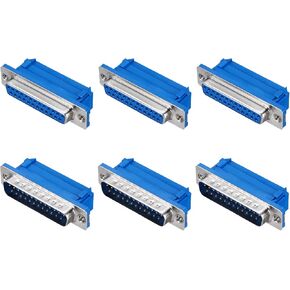MECCANIXITY D-sub Connector DB25 IDC Crimp Connector Male Female Socket 25-pin 2-Row Male Female Serial Port Terminal Breakout for Mechanical Equipment CNC Computers Pack of 6