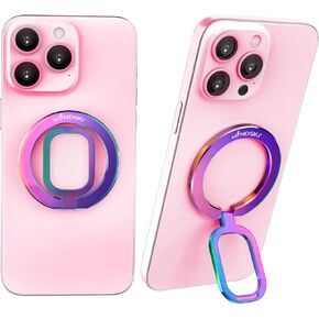 Mindsky Colorful Magnetic Phone Ring Holder for Mag-Safe [Ultra-Thin-Smooth-180° Foldable] Compatible with iPhone16/15/14/13/12, Samsung and MagSafe Case/Other Phones, (Stylish Cool)