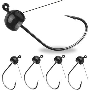 Reaction Tackle Tungsten Wacky Jig Heads - 5-Pack for Bass Fishing Jigs, Weedless Option Wacky Worm Hook - Finesse Jig for Soft Plastics