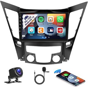 SIXWIN Android Car Stereo for Hyundai Sonata 2010-2015 with Wireless CarPlay Android Auto Mirror Link 2G+64G 9 Inch Touchscreen Bluetooth GPS Navigation WiFi FM Backup Camera MIC