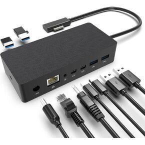 Surface Pro Docking Station,90W Power Supply,4k HD,USB 3.0 x 4, Gigabit Ethernet, Mini DP x 2, 3.5mm Audio,Compatible with Surface Pro 7/X/6/4/3/2017, Laptop 5/4/3/2, Laptop go,Book 2/1,Surface Go 2/1