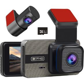 Dash Cam Front and Rear: 2K+1080P Dual Dash Camera for Cars, with 3.0" IPS Screen, G-Sensor, Loop Recording, 170° Wide Angle, Night Vision, Parking Mode,32GB SD Card Included