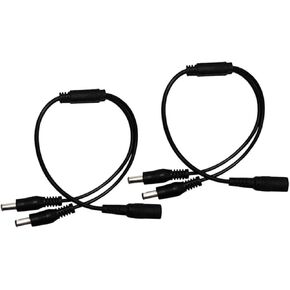 Maxmoral 2PCS Black DC Power 1 Female to 2 Male 5.5x2.1mm DC Power Splitter Cable Security Camera Power Cord Y Splitter for IP Camera Printer Monitor