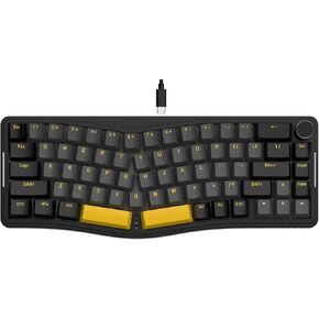ATTACK SHARK AKS068 Wired Mechanical Gaming Keyboard 65% Alice Layout Hot-swapped Gasket Mount with RGB Backlit VIA Programmable Knob NKRO TKL AS Pre-lubed Tactile Brown Switch for Win/Mac(Black)